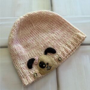 Tilt Y2K Adorable Pink Knit Beanie with Puppy Design